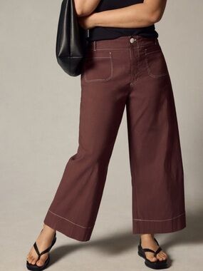 Anthropologie The Collette Wide-Leg Crop in Deep Brown